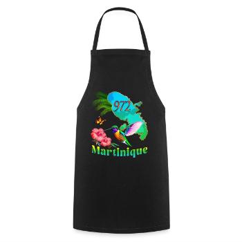 Martinique 972 Hummingbird Hibiscus Cocotiernt - Cooking Apron - black - Front - AI Model Male 185 dark (185cm)
