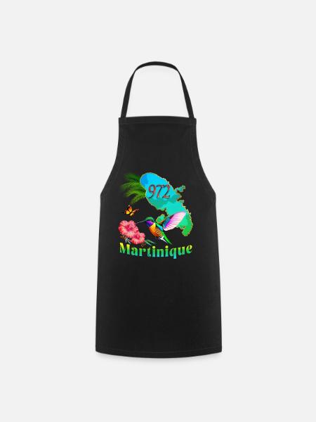 Martinique 972 Colibri Hibiscus Cocotiernt - Tablier de cuisine - noir