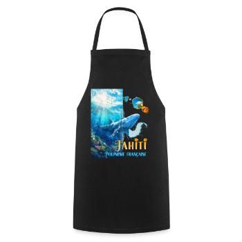Tahiti Hinano Polynésie Française Baleine Hibiscus - Tablier de cuisine - noir - Devant - AI Model Male 185 dark (185cm)