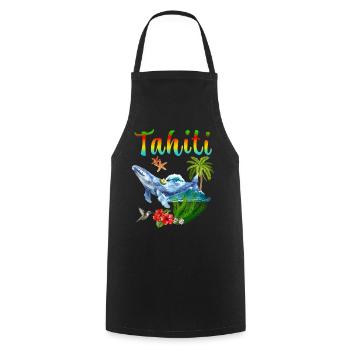 Schöne Tahitiinsel Kolibri Wal Hibiskus Kokospalme - Kochschürze - Schwarz - Vorne - AI Model Male 185 dark (185cm)