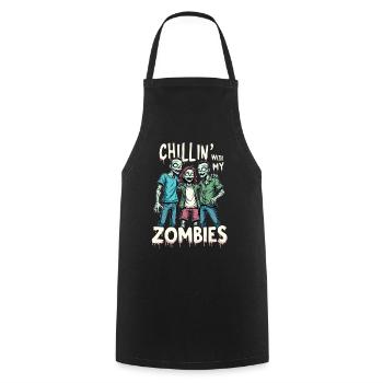 Zombie Verkleidung Karneval Fasching Jungen - Kochschürze - Schwarz - Vorne - AI Model Male 185 dark (185cm)