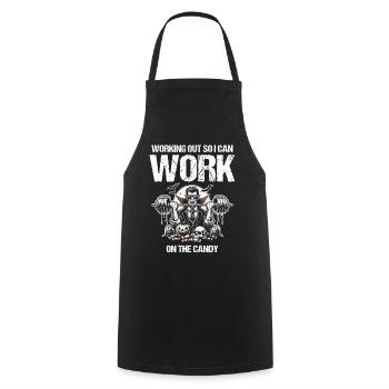 Je m’entraîne pour les sucreries, les friandises Fitness - Tablier de cuisine - noir - Devant - AI Model Male 185 dark (185cm)