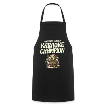 Official Carol Karaoke Champion! Christmas - Cooking Apron - black - Front - AI Model Male 185 dark (185cm)