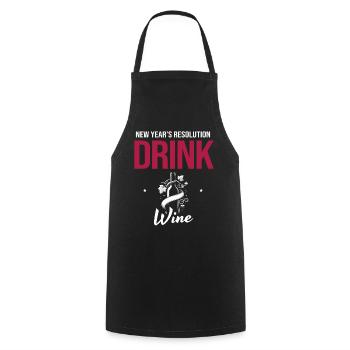 New Year's resolution: Drink more wine, wine goals - Cooking Apron - black - Front - AI Model Male 185 dark (185cm)