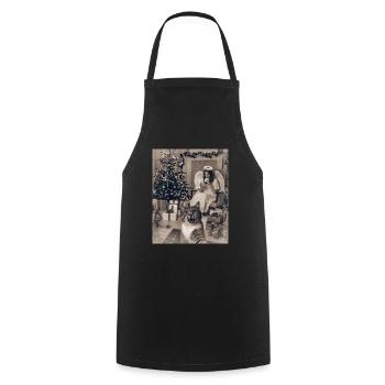 Selfie Chat Fête de Noël Tenue de Noël - Tablier de cuisine - noir - Devant - AI Model Male 185 dark (185cm)