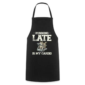 Running late is cardio, fitness humor workout - Cooking Apron - black - Front - AI Model Male 185 dark (185cm)