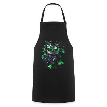 DJ Tenue cool Pop Art Techno Festival Hibou - Tablier de cuisine - noir - Devant - AI Model Male 185 dark (185cm)