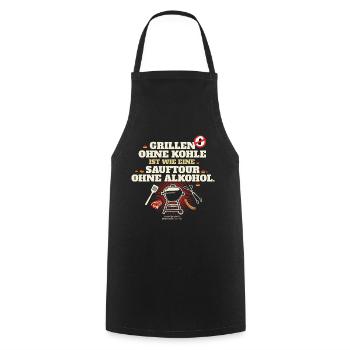 Grillen ohne Kohle Button - Kochschürze - Schwarz - Vorne - AI Model Male 185 dark (185cm)