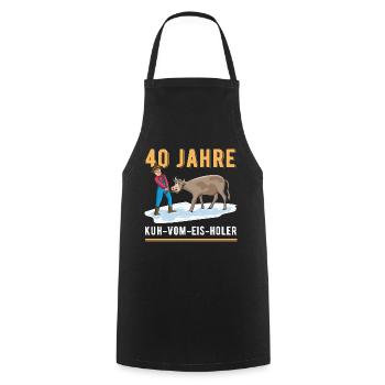 40 Jahre Dienstjubiläum Firmenjubiläum Kuh Vom Eis - Kochschürze - Schwarz - Vorne - AI Model Male 185 dark (185cm)