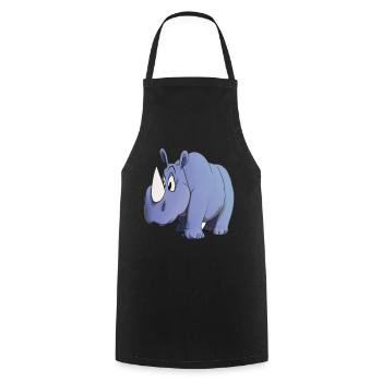 Kawaii Cartoon Rhino - Cooking Apron - black - Front - AI Model Male 185 dark (185cm)