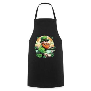 St. Patrick's Day Shamrock Baseball - Cooking Apron - black - Front - AI Model Male 185 dark (185cm)