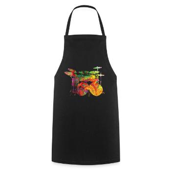 Drums - Cooking Apron - black - Front - AI Model Male 185 dark (185cm)