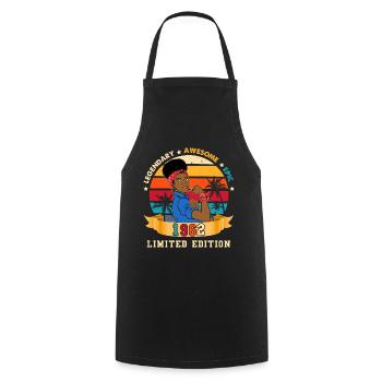 Birthday Legend 1962 vintage Strong Woman - Cooking Apron - black - Front - AI Model Male 185 dark (185cm)