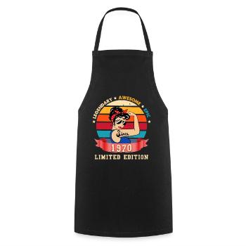 Birthday 1970 Woman Legend Epic Vintage - Cooking Apron - black - Front - AI Model Male 185 dark (185cm)
