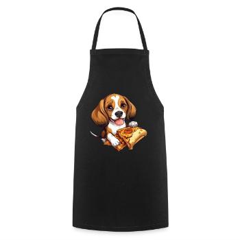 Beagle Dog avec pizza – Drôle de design pour animaux de compagnie - Tablier de cuisine - noir - Devant - AI Model Male 185 dark (185cm)