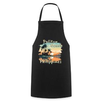 Philippines Paliton Beach Sunset Grunge - Cooking Apron - black - Front - AI Model Male 185 dark (185cm)
