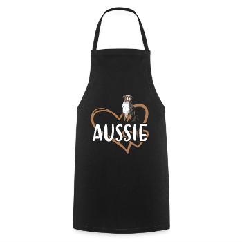 Dog Aussie Heart - Cooking Apron - black - Front - AI Model Male 185 dark (185cm)