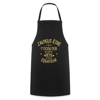 Dans ma Tête je suis En équateur - Tablier de cuisine - noir - Devant - AI Model Male 185 dark (185cm)