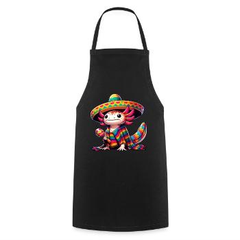 Cinco de Mayo Axolotl : design festif - Tablier de cuisine - noir - Devant - AI Model Male 185 dark (185cm)