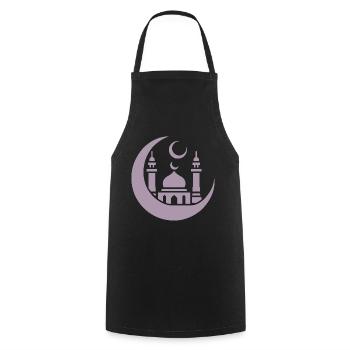 Moschee Silhouette mit Halbmond: Islamische Kunst - Kochschürze - Schwarz - Vorne - AI Model Male 185 dark (185cm)