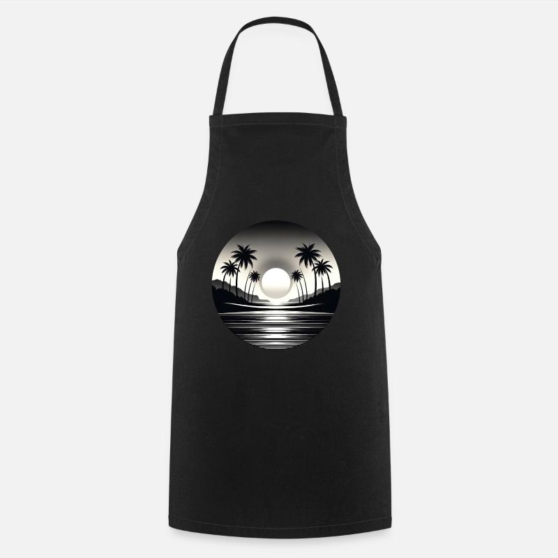 Tropical Moonlight Escape - Cooking Apron - black