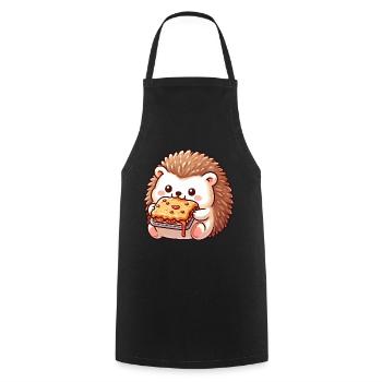Süßer Igel isst Lasagne italienisches Essen - Kochschürze - Schwarz - Vorne - AI Model Male 185 dark (185cm)