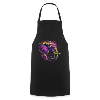 Éléphant Afrique Safari Nature sauvage Néon coloré - Tablier de cuisine - noir - Devant - AI Model Male 185 dark (185cm)