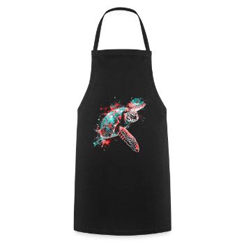 Tortue Néon Coloré Océan Mer Nature Art - Tablier de cuisine - noir - Devant - AI Model Male 185 dark (185cm)