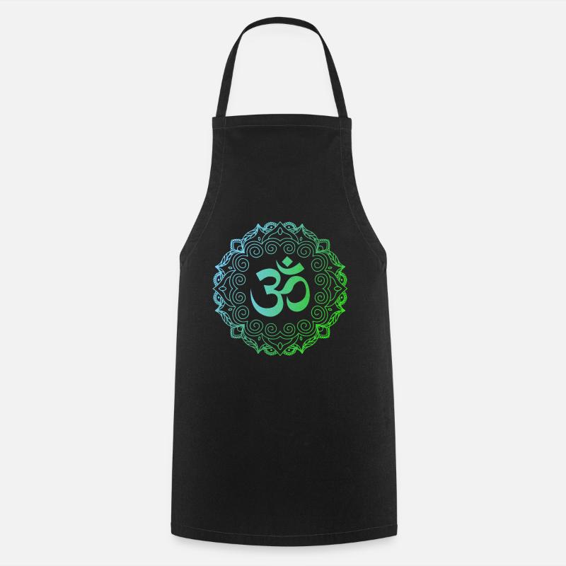 Yoga, Om-Mandala - Kochschürze - Schwarz