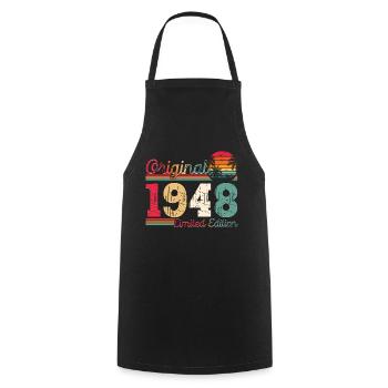 Né en 1948 75e anniversaire Cadeau homme / femme - Tablier de cuisine - noir - Devant - AI Model Male 185 dark (185cm)