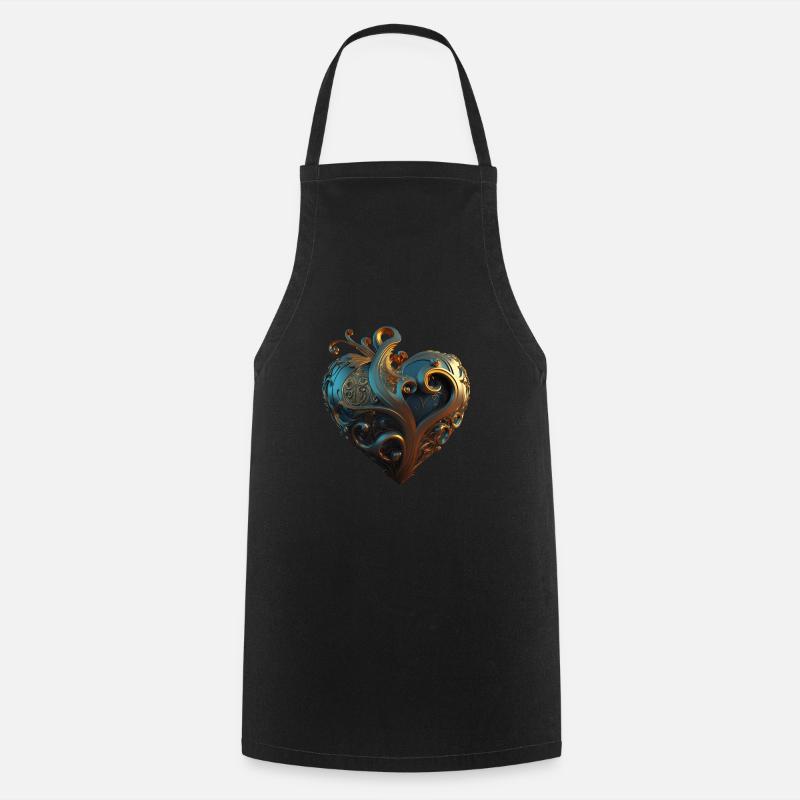 Golden Heart - Cooking Apron - black