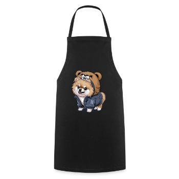 Pomeranian Spitz im Cartoon Look für Hundebesitzer - Kochschürze - Schwarz - Vorne - AI Model Male 185 dark (185cm)