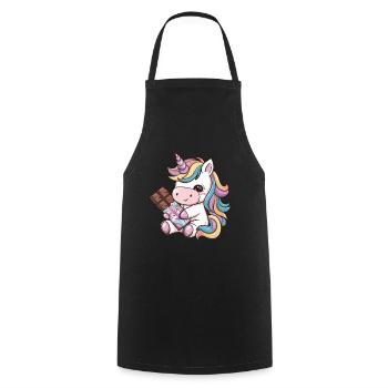 Süßes Kawaii Einhorn mit Schokolade - Kochschürze - Schwarz - Vorne - AI Model Male 185 dark (185cm)