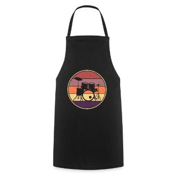 Drummer Retro Drum Musician Drumset - Cooking Apron - black - Front - AI Model Male 185 dark (185cm)