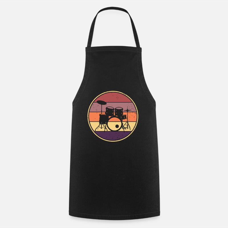 Drummer Retro Drummer Drums - Tablier de cuisine - noir