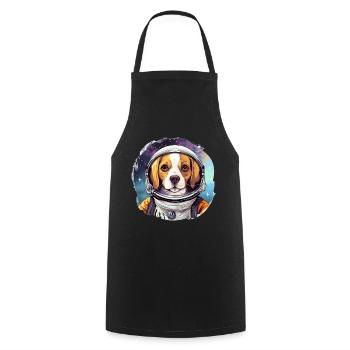 Hund als Astronaut - Kochschürze - Schwarz - Vorne - AI Model Male 185 dark (185cm)