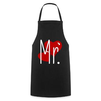 Matching Look Mr and Mrs Valentine's Day Matching Pair - Cooking Apron - black - Front - AI Model Male 185 dark (185cm)