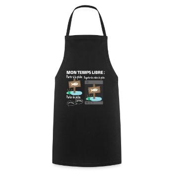 My free time: 100% fishing - Cooking Apron - black - Front - AI Model Male 185 dark (185cm)