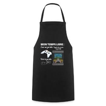 My free time: 100% gaming - Cooking Apron - black - Front - AI Model Male 185 dark (185cm)