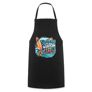 Le surf est ma vague de vie – Surfer & Ocean - Tablier de cuisine - noir - Devant - AI Model Male 185 dark (185cm)