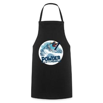 Powder to the People – Snowboard & Powder - Kochschürze - Schwarz - Vorne - AI Model Male 185 dark (185cm)