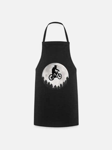 Mountainbike Mond Mountainbiker Moon - Kochschürze - Schwarz
