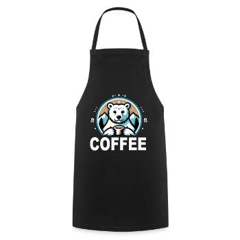 Polar Bear, Coffee, Coffee Drinker, Office, Cafe Owner, Cafe - Cooking Apron - black - Front - AI Model Male 185 dark (185cm)