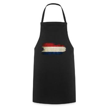 Netherlands - National Flag, Brush Effect - Cooking Apron - black - Front - AI Model Male 185 dark (185cm)