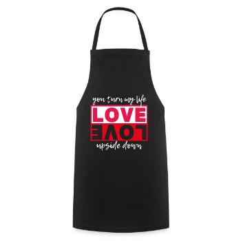 Typographie amour-amour, Saint-Valentin - Tablier de cuisine - noir - Devant - AI Model Male 185 dark (185cm)