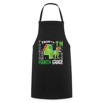 4th Grade Dino T-Rex - Cooking Apron - black - Front - AI Model Male 185 dark (185cm)