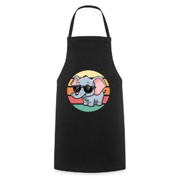 Cool Elephant With Sunglasses Vintage Sunset - Cooking Apron - black - Front - AI Model Male 185 dark (185cm)
