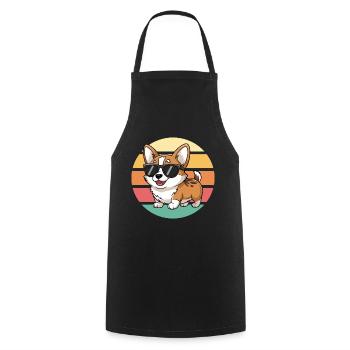 Cooler Hund Mit Sonnenbrille Vintage Sunset - Kochschürze - Schwarz - Vorne - AI Model Male 185 dark (185cm)