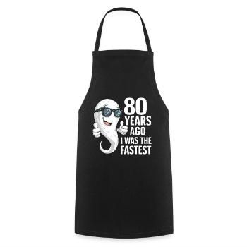 Il y a 80 ans, j’étais le plus rapide - Lustiger Spruch - Tablier de cuisine - noir - Devant - AI Model Male 185 dark (185cm)