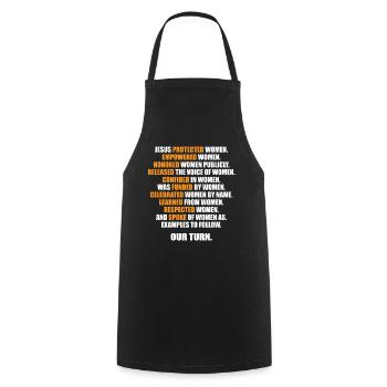 Jésus a protégé les femmes autonomisées Les femmes honorées - Tablier de cuisine - noir - Devant - AI Model Male 185 dark (185cm)